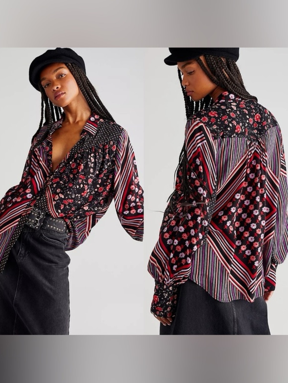 NWT Free People Hazel Printed Button Down Blouse